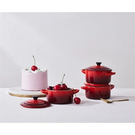 Le Creuset Set 4 Mini-cocottes Céramique 10 Cm Cerise – Image 3
