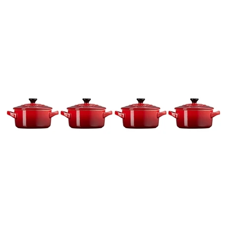Le Creuset Set 4 Mini-cocottes Céramique 10 Cm Cerise – Image 4