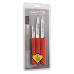 Set 3 Couteaux D'office Nova Coloris Rouge