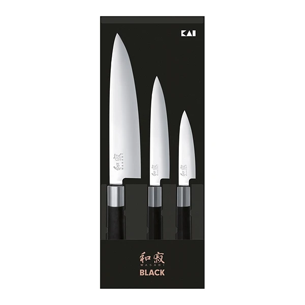 Kai Set 3 Couteaux 10 Cm,15 Cm, 20 Cm Wasabi Black