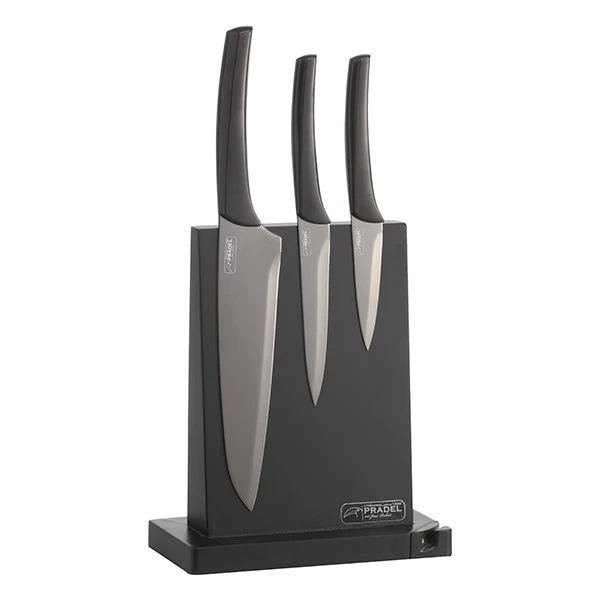 Bloc Magnétique Noir Avec 3 Couteaux Fusion Pradel