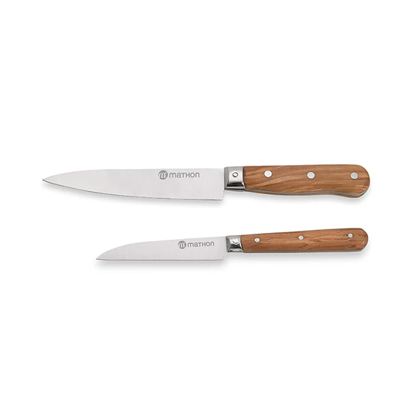 Set Couteau D'office Et Couteau De Chef En Bois D'olivier Et Lame Inox