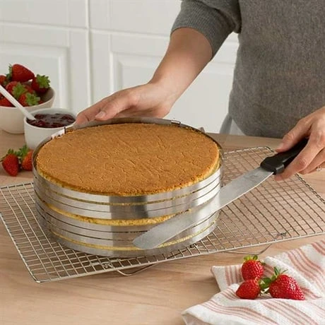 Set Couteau à Génoise Spatule à Glaçage Et Cercle à Trancher Extensible Inox – Image 2