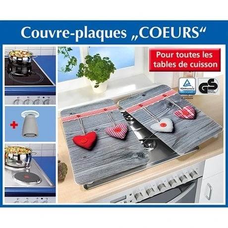Set 2 Couvre-plaques Protection Motifs Coeurs – Image 3